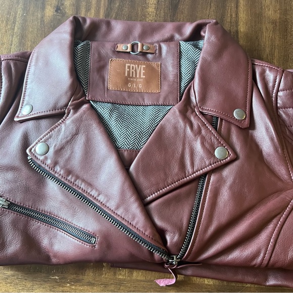 Frye women’s LEATHER BIKER JACKET - Picture 9 of 16